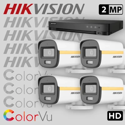 Комплект за видеонаблюдение HIKVISION ColorVu с 4 HD камери с микрофон + рекордер 4HDCV2-2MP-SET