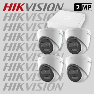 Комплект за видеонаблюдение Hikvision ColorVu с 4 IP камери с микрофон + рекордер 4IP-2MP-SET