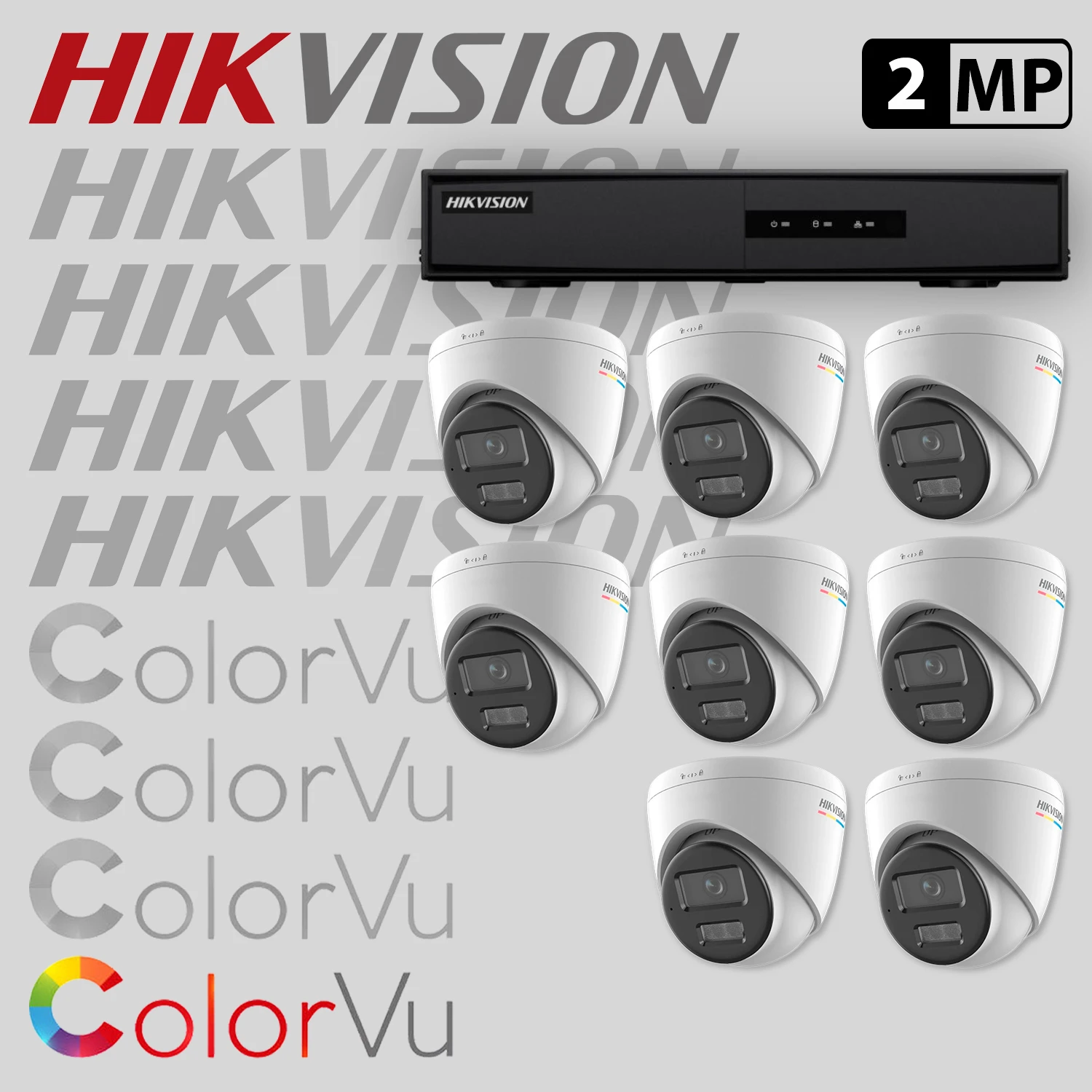 Комплект за видеонаблюдение Hikvision ColorVu с 8 IP камери с микрофон + рекордер 8IP-2MP-SET — 1