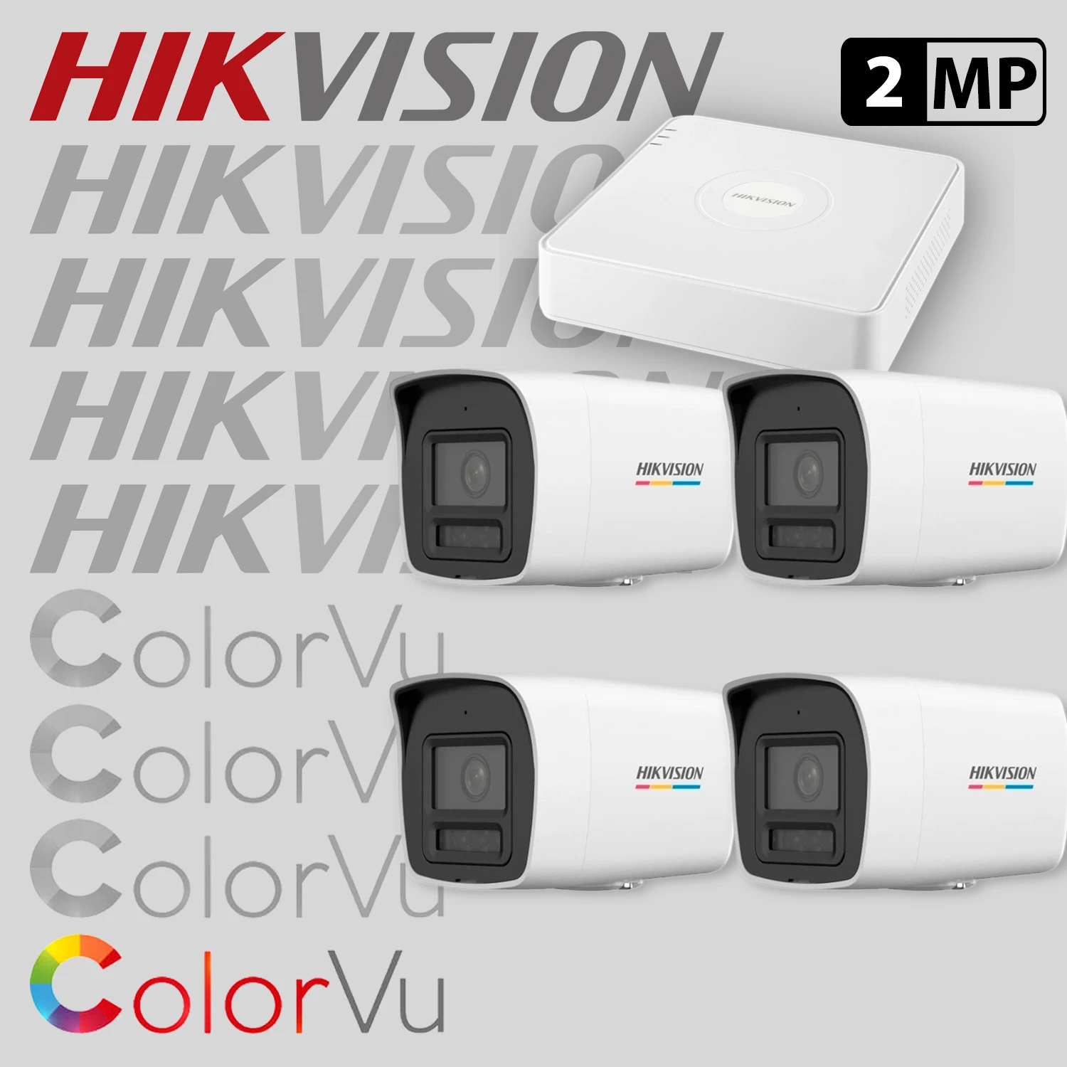 Комплект за видеонаблюдение Hikvision ColorVu с 4 IP камери + рекордер 4IP-2MP-SET2