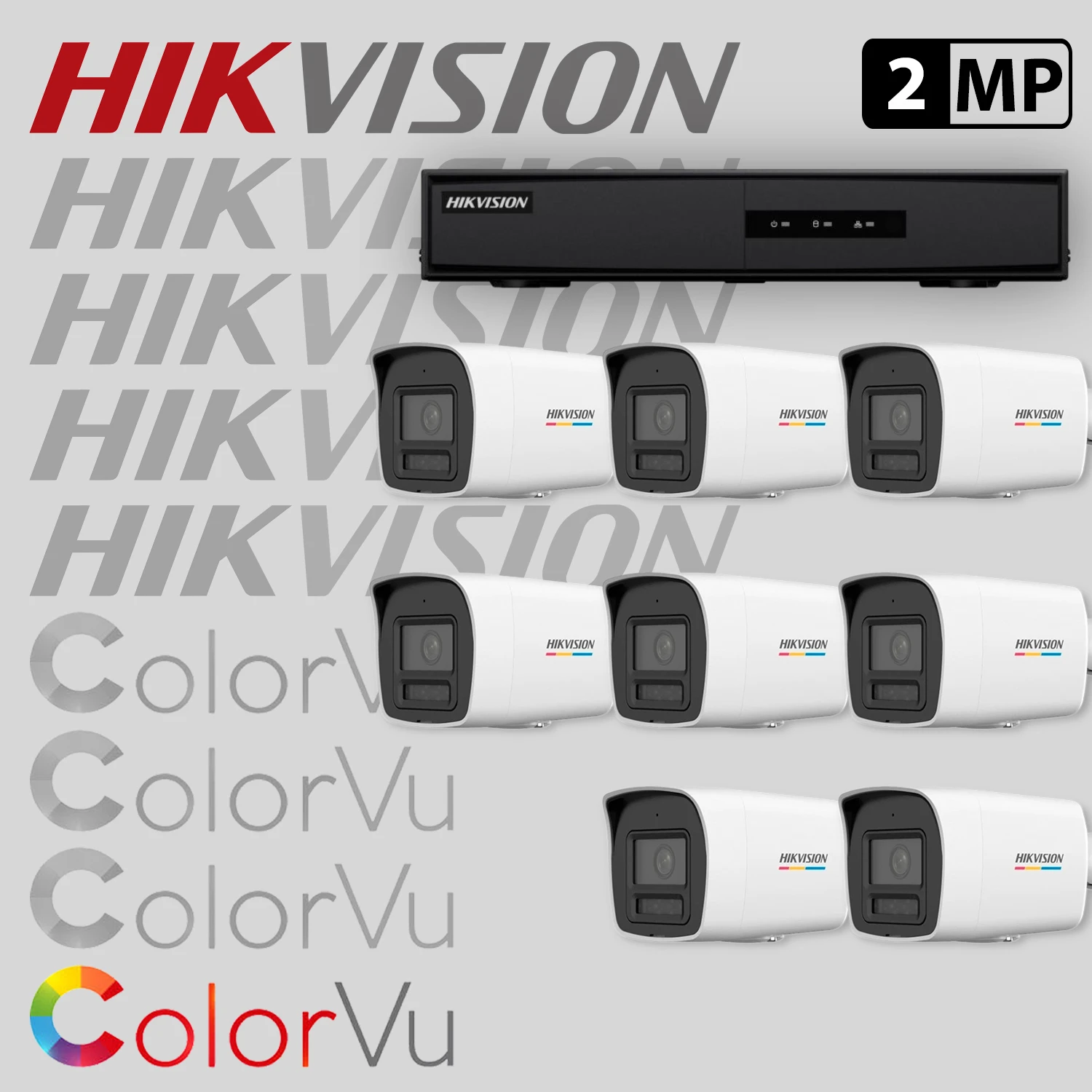 Комплект за видеонаблюдение Hikvision ColorVu с 8 IP камери + рекордер 8IP-2MP-SET2