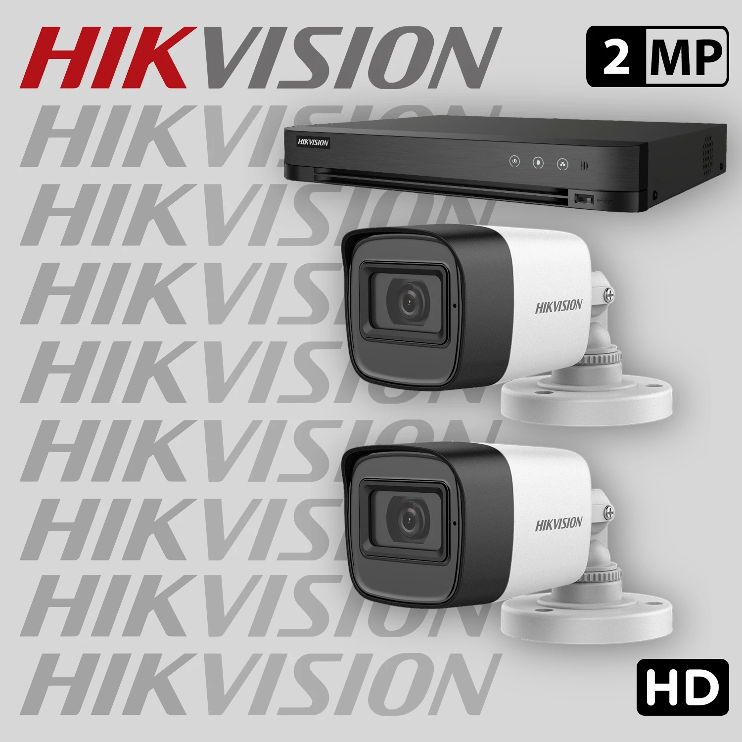 Комплект за видеонаблюдение HIKVISION с 2 HD камери с микрофон + рекордер 2HDV1-2MP-SET