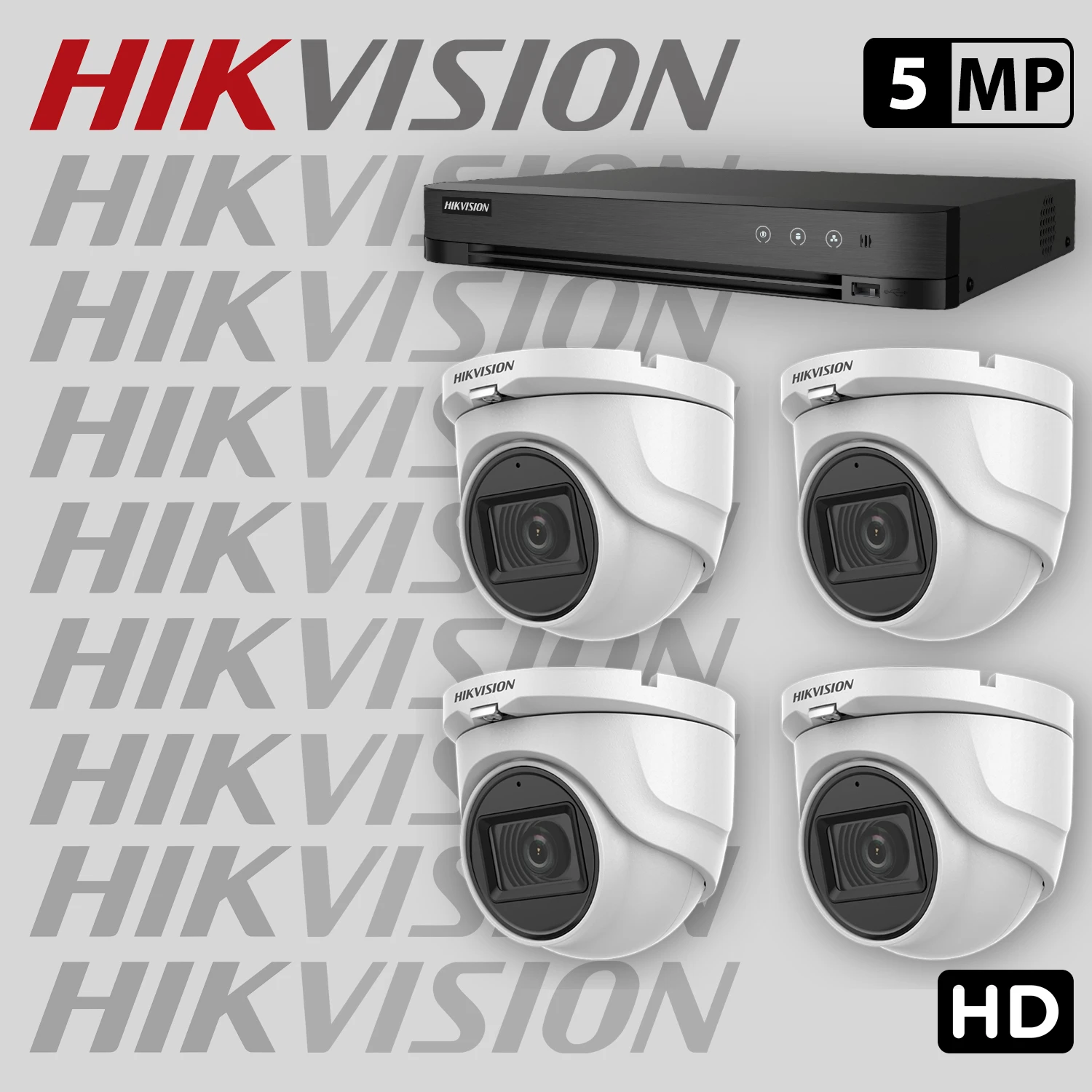 Комплект за видеонаблюдение HIKVISION с 4 HD камери с микрофон + рекордер 4HDV3-5MP-SET