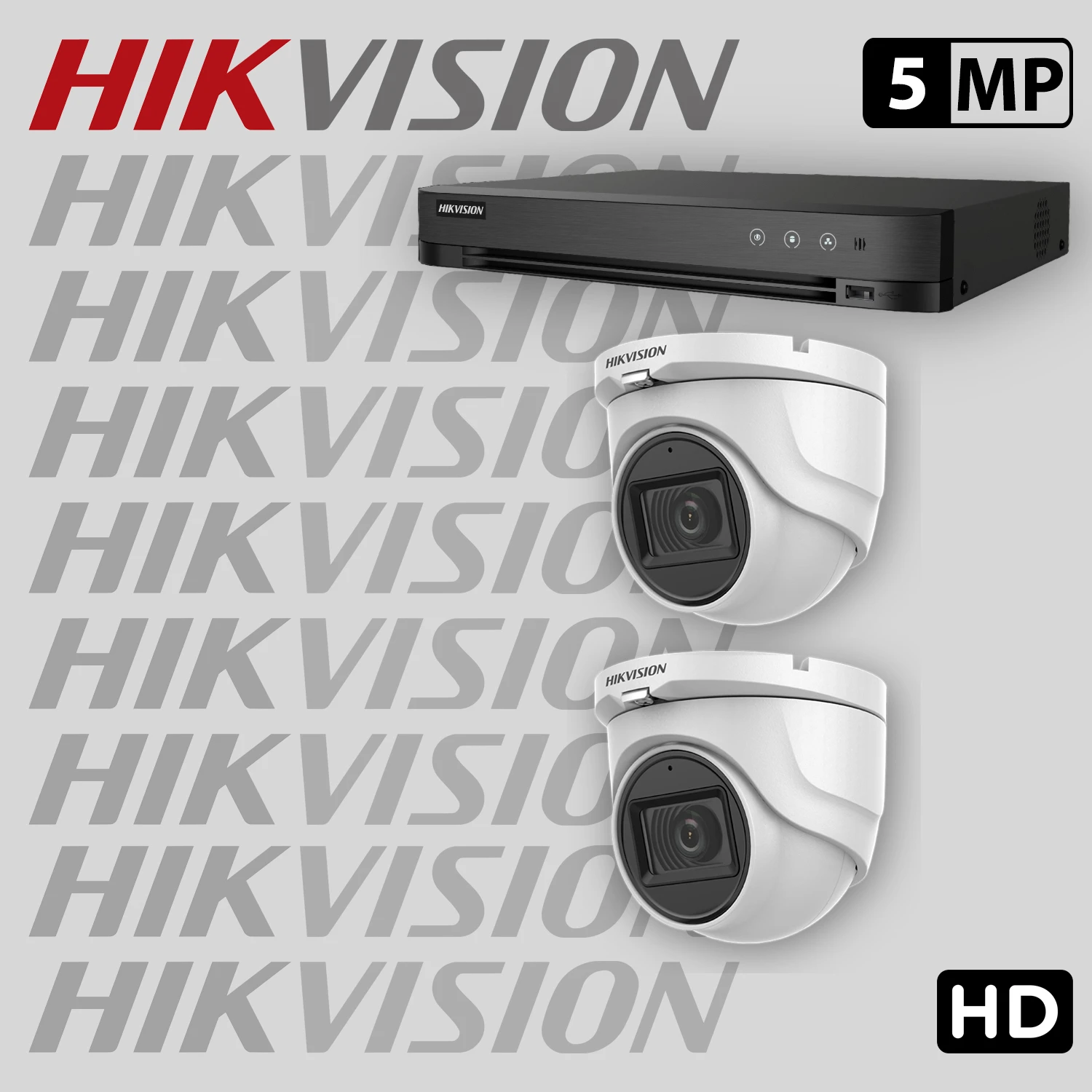 Комплект за видеонаблюдение HIKVISION с 2 HD камери с микрофон + рекордер 2HDV3-5MP-SET