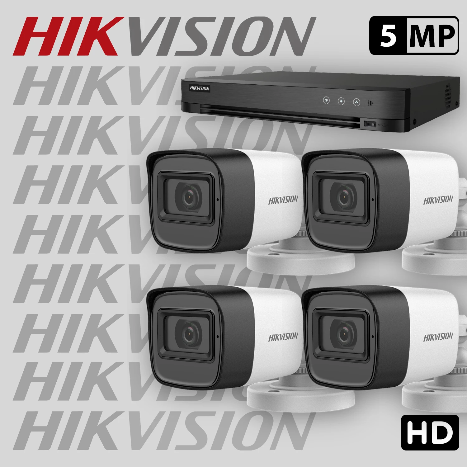 Комплект за видеонаблюдение HIKVISION с 4 HD камери с микрофон + рекордер 4HDV8-5MP-SET